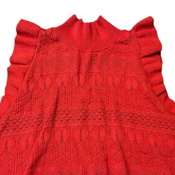 🆕 RED RUFFLE Knit TOP Tank Sweater Vest Who What Wear L NEW NWT - Picture 3 of 12